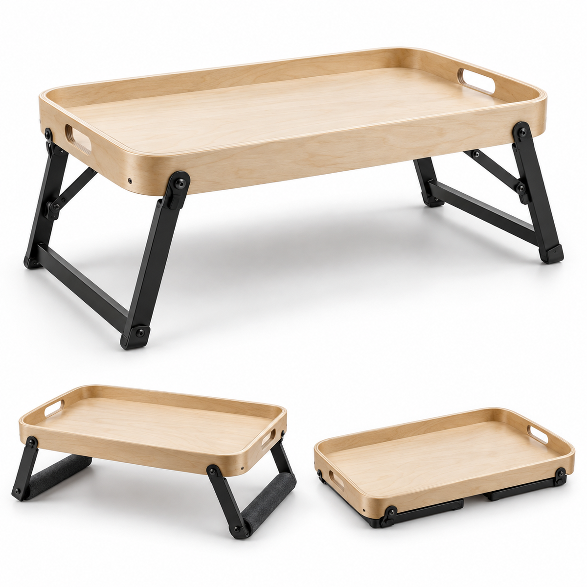 Multi-Height Adjustable Wooden Tray Table