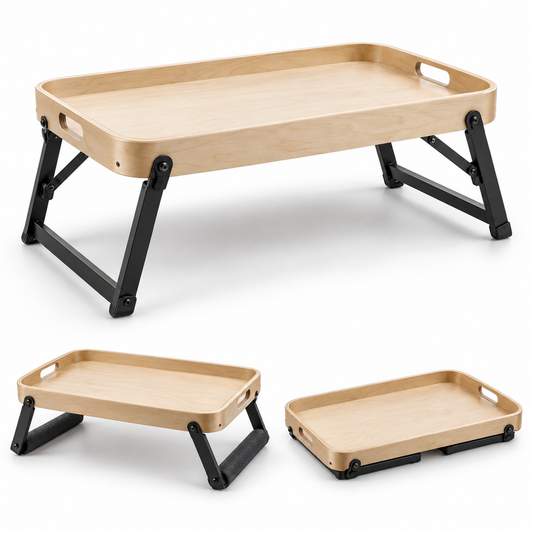 Multi-Height Adjustable Wooden Tray Table