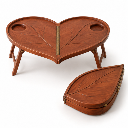 Heart-Shaped Folding Wooden Couples Tray