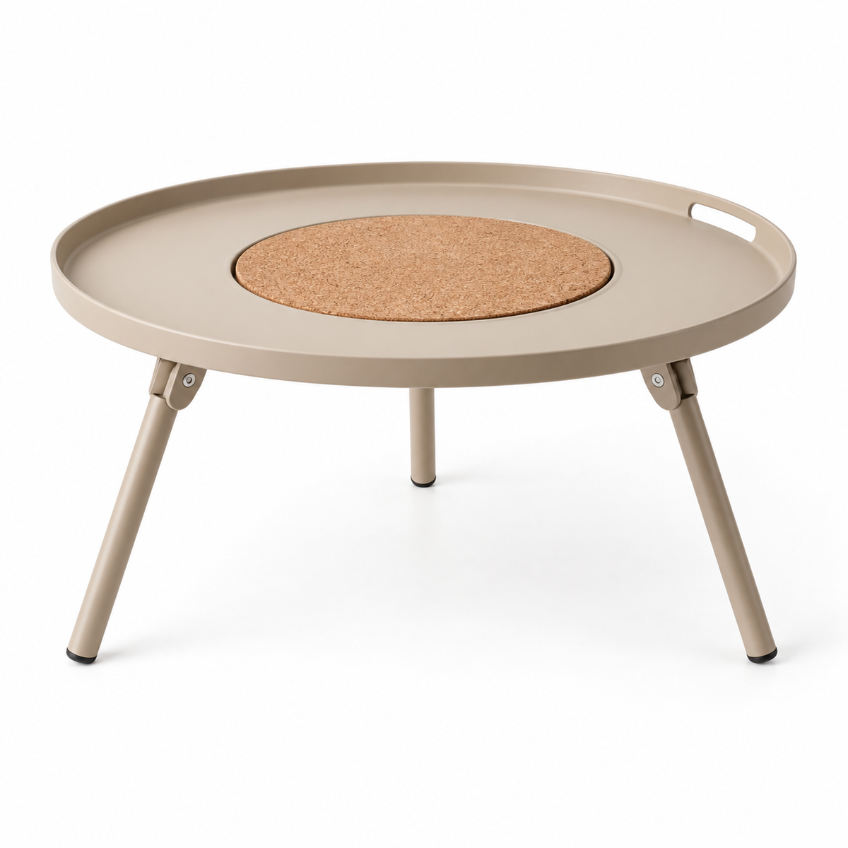 Minimalist Round Tray Table with Cork Center