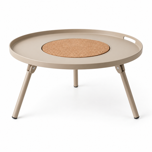 Minimalist Round Tray Table with Cork Center