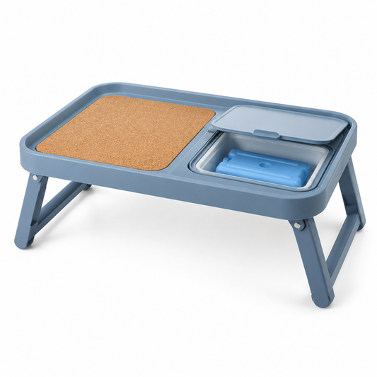 Insulated Tray Table with Built-In Cooler Compartment