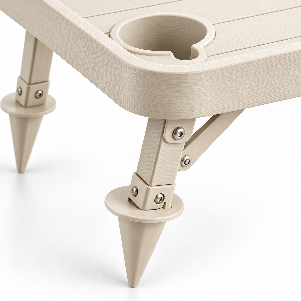 Sand-Spike Folding Beach Table with Cup Holders