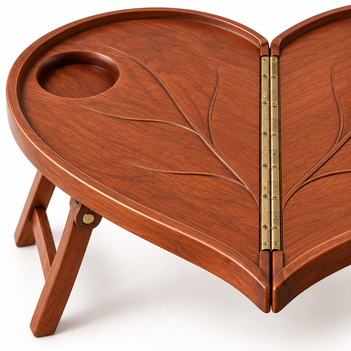 Heart-Shaped Folding Wooden Couples Tray