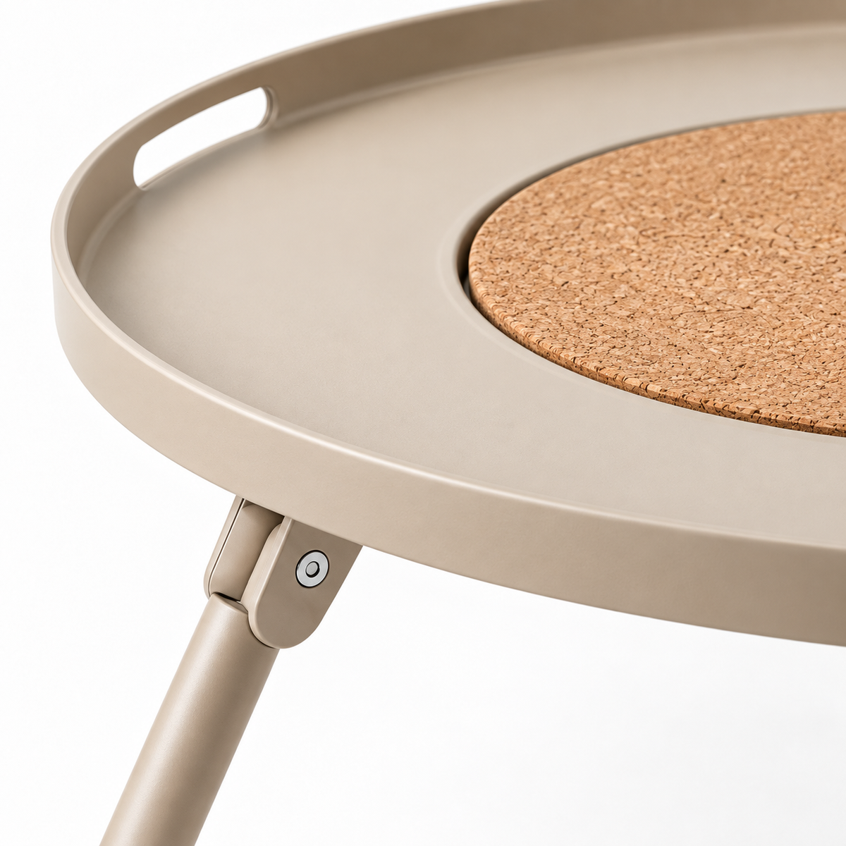 Minimalist Round Tray Table with Cork Center