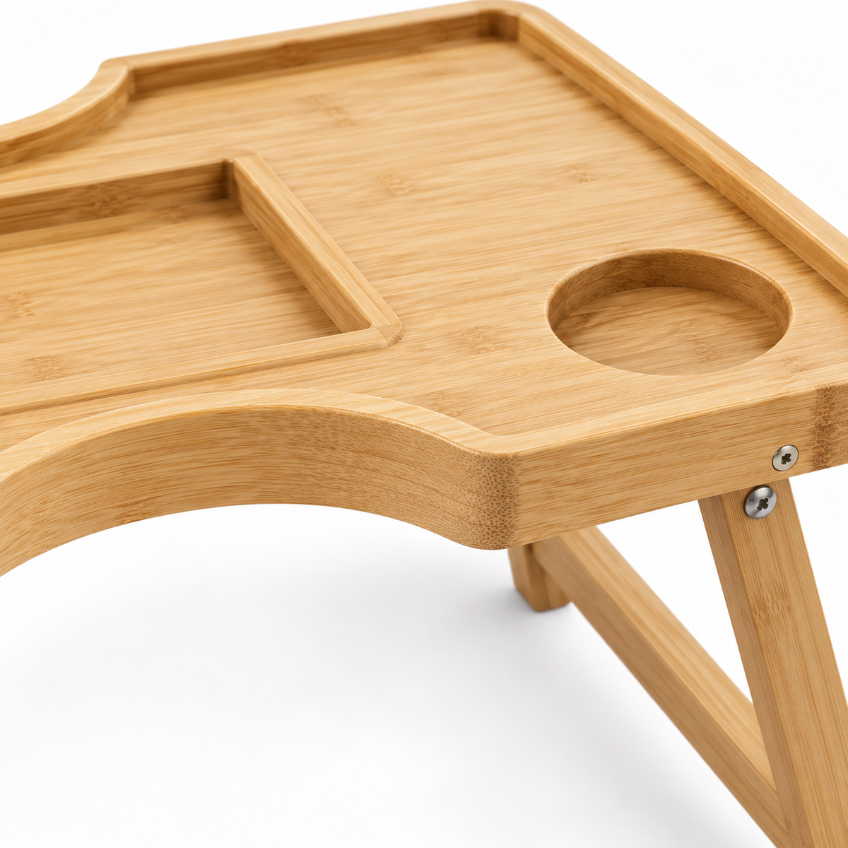 Curved Two-Person Facing Bamboo Breakfast Tray