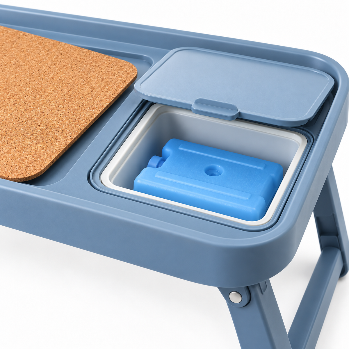 Insulated Tray Table with Built-In Cooler Compartment