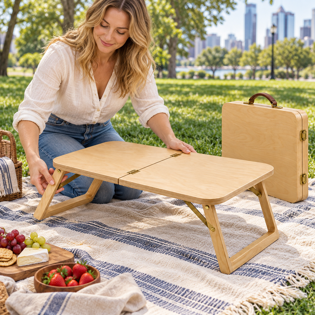 Briefcase-Style Folding Wood Lap Table